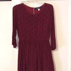 Blue Rain Cranberry dress with tiny black flowers.